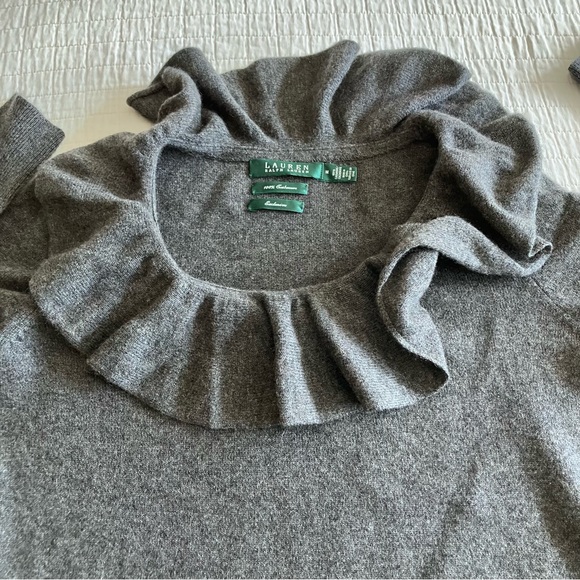 NWOT Ralph Lauren exclusive cashmere sweater w/ full ruffle collar - Picture 3 of 9